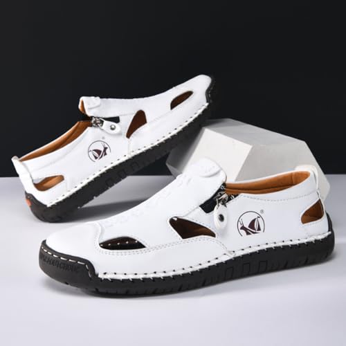 Men's Closed Toe Leather Sandals Non-Slip Beach Hiking Shoes Summer Casual Hollow Out Loafer for Daily Wear4