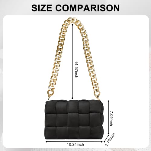 Puffer Woven Crossbody Bag Purse Handbags for Women, Quilted Hobo Carryall Bag Shoulder Bags with Adjustable Strap4