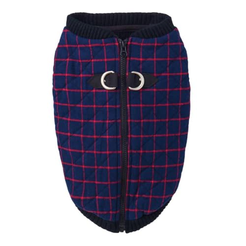Image of Gooby Fashion Vest Check Dog Jacket, Navy Check, Small