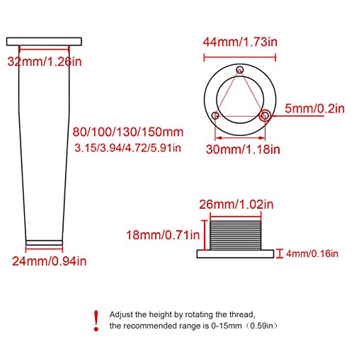 Patas de mesa ajustables y cónicas de alta estabilidad para muebles de baño 3