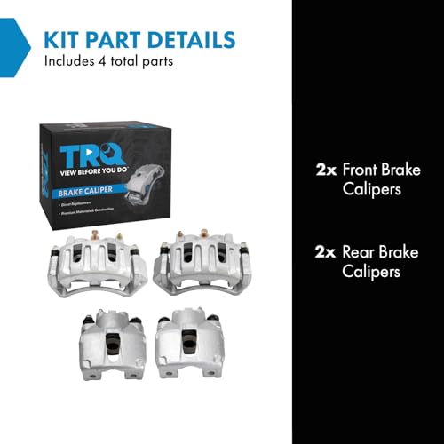 Image of TRQ Front and Rear Brake Caliper Set Zinc Coated Brackets Compatible with 1999-2001 Ford F 150 2002 Lincoln Blackwood
