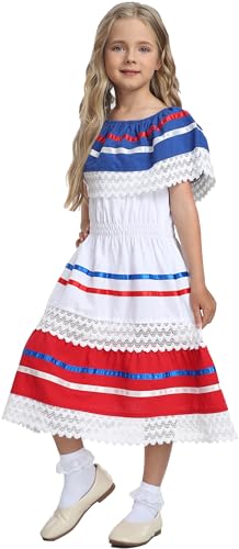 YZXDORWJ Mexican Girl's Fiesta Dress - Colorful Party Dress for Cinco de Mayo