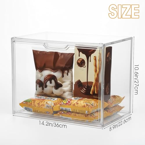 Image of 2-Pack 14.2 inch L x 8.9 inch W x 10.6 inch H Clear Acrylic Display Case with Magnetic Lid, Stackable Storage Bins for Collectibles, Figures, Handbags, and Shoes, Dustproof Organizer Box for Home Office