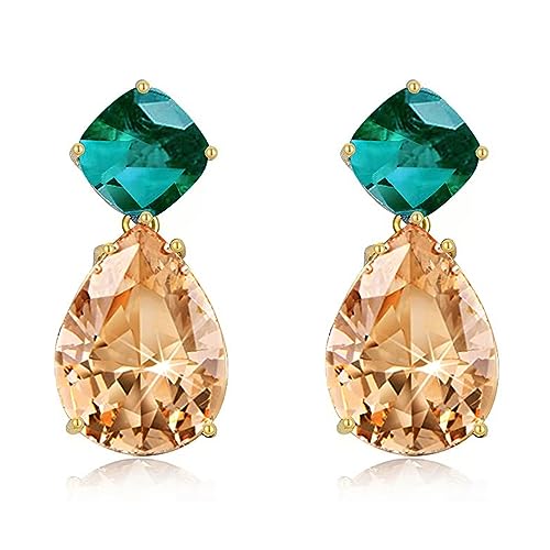 Crystal Teardrop Dangle Earrings for Women Vintage Emerald green drop Earrings for Women Mom Wife Prom