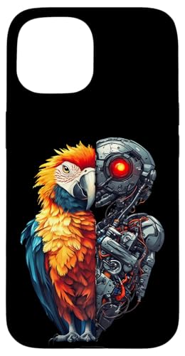 �ʔ����I�E�����{�b�g�������D�ƃT�C�{�[�O�I�E�����{�b�g Robot Parrot Lover Cyborg AI �X�}�z�P�[�X iPhone 15 �p