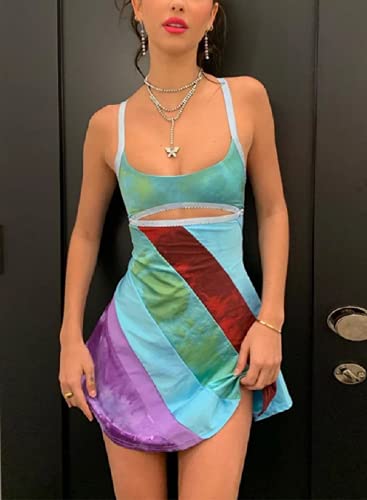 Vestido feminino vintage com bainha semitransparente Y2K moderno colado ao corpo mini vestido desliz