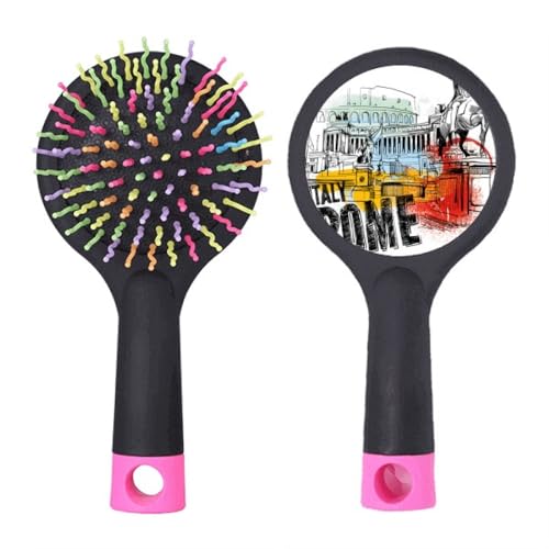 Brosse à cheveux démêlante base coussin motif Rome Italie pour salon