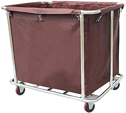 Ruchome Wózki, Koszyk Służący Gospodarstw Domowych Heavy-Duty 1-Torba Rolling Sorter Cart Na Kołach Do Domu, Hotel, Pralnia Organizator, Rama Ze Stali Nierdzewnej/Brown/6 Tube
