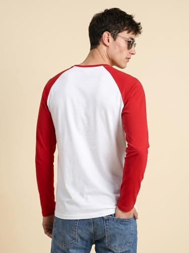 Image of Veirdo Pure Cotton Regular Fit Round Neck Front Chest Typographic Logo Printed Raglan Full Sleeve T-Shirt for Men (Colors: Green, Brown & Maroon)