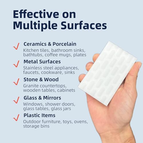 Image of Magic Sponge Eraser, Melamine Sponges for Cleaning, 2X Density, 20 Pcs in Bulk, Long Lasting Scrub Pads for Kitchen, Bathroom, Furniture, Tub, Sink, Floors, Baseboard, Shoes, Wall Cleaner