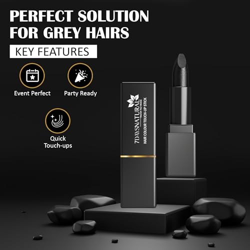 Image of 7DAYSNATURAL Instant Grey Hair Coverage Touch Up Stick (Black, 4g) | Waterproof & Smudge-Resistant Root Concealer | Quick Fix for Grey Hair | Easy On-the-Go Hair Color