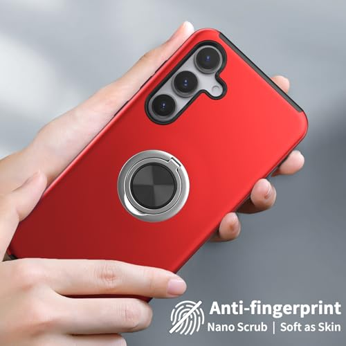Yamink Case for Samsung for Galaxy S22 Plus with Tempered Glass Screen Protector,Hybrid 2 in 1 Protective Slim Fit Sturdy Phone Case with Invisible Magnetic Ring Kickstand for Galaxy S22 Plus 6.6",Red - image 2