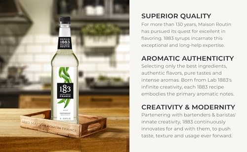 Image of 1883 Coffee Syrup, Peppermint Syrup for Drinks, Made in France, 1 Liter Plastic Bottle (Pack of 2)