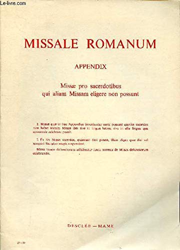  Missale romanum appendix missae pro sacerdotibus qui aliam Missam eligere non possunt