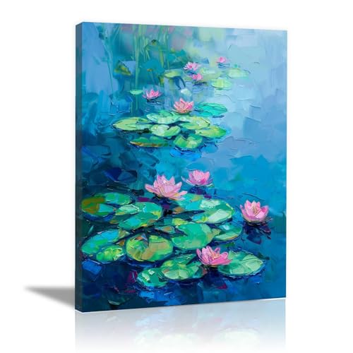 Peinture de lotus abstraite pour salon moderne : tableau 70x100cm WODJEM