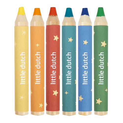 Little Dutch Jim & Friends Lot de 6 crayons de couleur pour enfants/tout-petits Ă partir de 2 ans