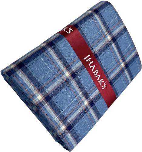 Image of JHABAK'S Cotton Blend Unstitched Checkered Fabric for Men - 2.35m Shirt Piece / 3m Kurta Piece - Width 36 Inches