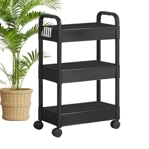 Carrito de almacenamiento de metal de 3 niveles con ruedas, organizador multifuncional, cesta de malla para cocina, sala de estar, oficina, garaje