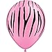 (12) 11" Neon Pink with Zebra Stripes Latex Balloons Pink Black Party