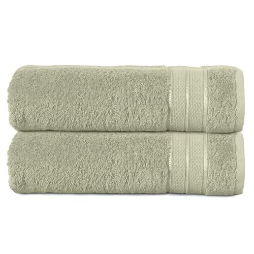 Image of Elegant Comfort Three Line Popcorn Towel Set for Bathroom 27 x 54 inches, Premium Hotel Quality 2-Pack Bath Towels, 100% Turkish Cotton, Soft and Durable, Quick Dry and Highly Absorbent, Jade Green