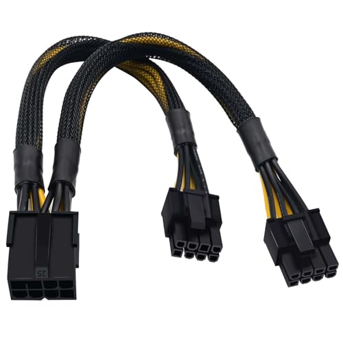 COMeap 8 Pin PCIe Splitter Cable, GPU VGA PCIe Female to Dual 8 Pin (6+2) Male PCI Express Power Adapter Braided Extension 9 inches (23cm)