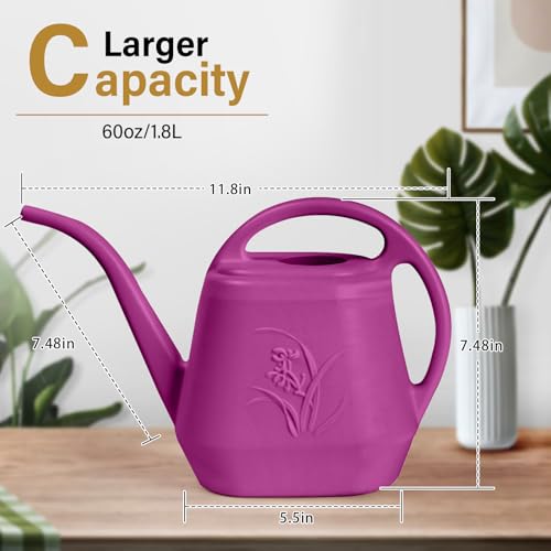 Image of Watering Can - for Home Plant Garden - 1 /2 Gallon - Rose Red