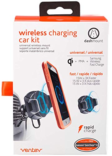 Ventev Wirelesspro Dock | Universal, Fast, Wireless Car Charger | Spring-Loaded Dual Arms for Effortless One-Handed Docking and a Rotating Vent Clip, Fast Wireless Charging | 3ft