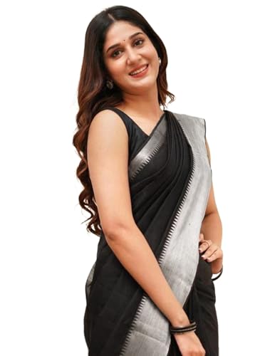 Image of SIRIL Women's Banarasi Kanjivaram Soft Silk Jacquard Saree with Unstitched Blouse Piece