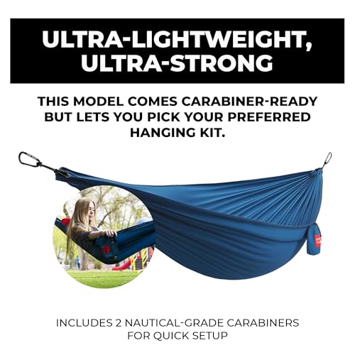 Grand Trunk | Ultralight Camping Hammock | Best Single Size Starter Hammock | Portable for Camping, Hiking, Backpacking, Beach, & Travel (Blue)