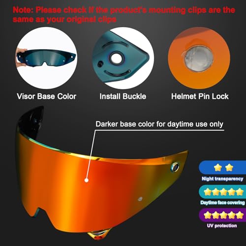 Image of PSLER Shatterproof Motorcycle Helmet Visor for Atlas 3.0 4.0,Deep Gold Red | Impact-Resistant ,UV400 Protection, Motorcycle Tinted Face Shield for Atlas 3.0 4.0,Visor Replacement
