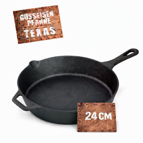 BBQBOSS Gusseisenpfanne 24cm [2,1 Liter] Eisenpfanne – cast iron pan – frying pan – Induktion – Gußpfanne – für Gasgrill - für Kohlegrill