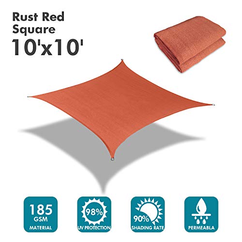 Image of KANAGAWA 10'x10' Sun Shade Sail Rust Red Curved Square