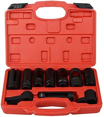Apeixoto 10pcs Oxygen Sensor Socket Set Sensor Oil Pressure Sending Unit Socket Set 1/2in and 3/8in Sq Drive AP1060K