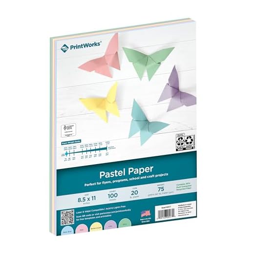 Printworks Pastel Paper, 20 lb, 5 Assorted Pastel Colors, 30% Recycled Color Printer Paper, SFI Certified, Perfect for School and Craft Projects, 100 Sheets, 8.5 x 11 Inch (00577)