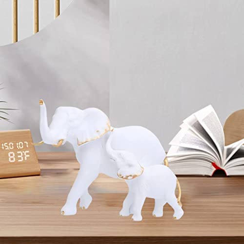 Estatua de elefante de resina blanca 20x17 cm miniatura 6