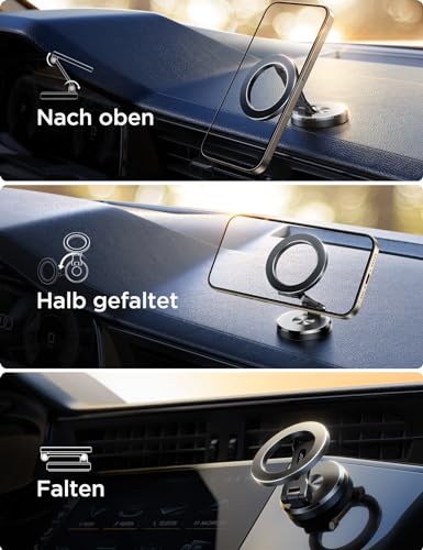 JOYROOM Handyhalterung Auto Magnet [Faltbar & Vollmetall] MagSafe Autohalterung mit 20 x N55 Magnete und 360° Drehung… – Ansicht 5