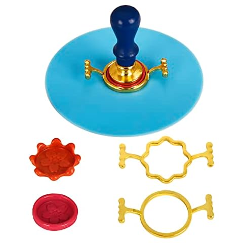 S SANGLE SOPFFY Metal Wax Seal Molds Kit with Silicone Mat, Flower and Round Shape(2 PCS) for 1 Inch Wax Seal Stamp Mold Wax Seal Kit for Gift Decoration Wedding Invitations Envelopes Cards DIY Cover