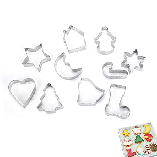 UPKOCH 10 peças Cortador de biscoito de aço inoxidável, cortador de biscoito de Natal, cortadores de