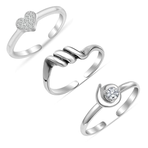 Anillos de plata de ley 925 ajustables en set de 3 piezas de diseño trenzado y conchas para mujer