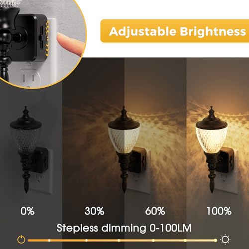 Image of L LOHAS LED Night Lights Plug into Wall,Vintage Night Light Dimmable 3000K | Dusk to Dawn Sensor,Soft White,Rotating Plug in Nightlight,Acrylic Industrial Classic Pillar Lamp,Farmhouse Stairways Hallway