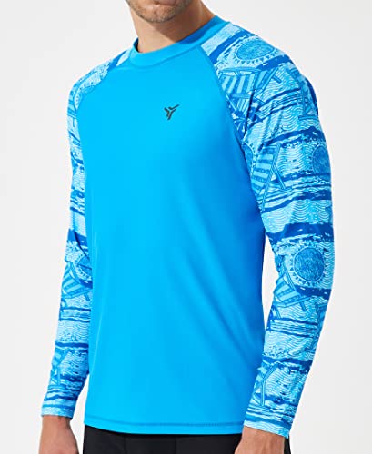 Men's Long Sleeve Swim Shirts Rash Guard Shirts Upf 50+ Sun Protection Uv Spf Quick Dry Fit Surf Rashguard Hiking Fishing Swimming Water Beach Shirts, Blue 5Xl #TOP2