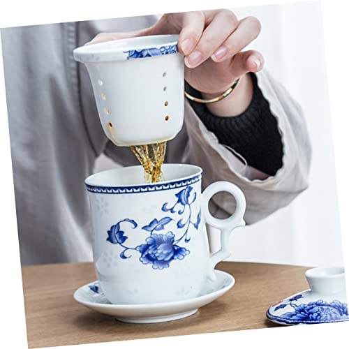 Housoutil 1 Conjunto De Xícara De Chá De Porcelana Azul E Branca Decoração Chinesa Jogo De Chá Xícar