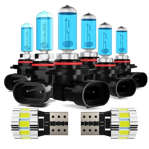 Image of Light Bulbs Fit For Toyota Sienna 2006-2010, High Performance Halogen Headlight Bulb And License Plate Lights Combo, 9005 9006 9006 High Low Beam Fog Lights, 6000K White Light, Pack of 8