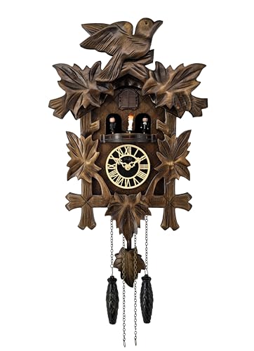 DomIQ Traditional Black Forest Cuckoo Clock Handcrafted Rotating Dancing Figurines