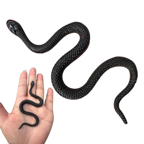 Juguete de serpiente realista - juguete de serpiente de goma | Figura de serpientee negra | Modelo de reptiles simulados, accesorio de broma de Halloween, víbora ligera de la selva tropical