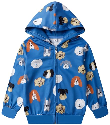 Image of Popshion Boys Toddler Cartoon Dinosaur Hoodies Jacket Cool Long Sleeve Zipper Hooded Sport Sweatshirt Coat for Kids 1-7 Years