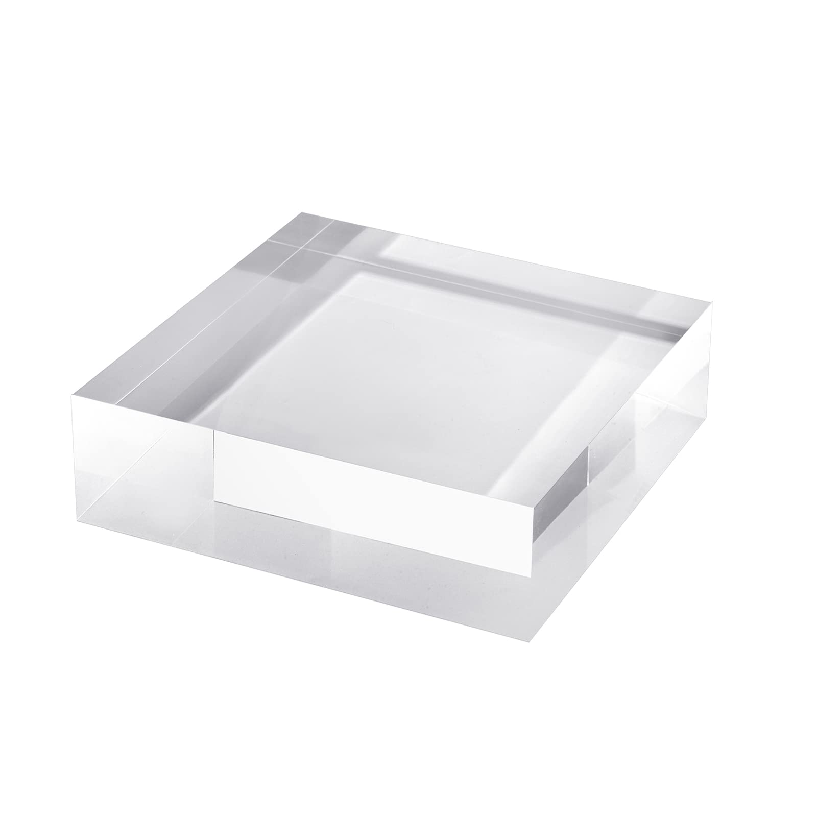 CiaoHER 2in Thickness Solid Acrylic Cube Display Block Clear Polished Pedestal Stand Riser Solid Base 2'' x 5