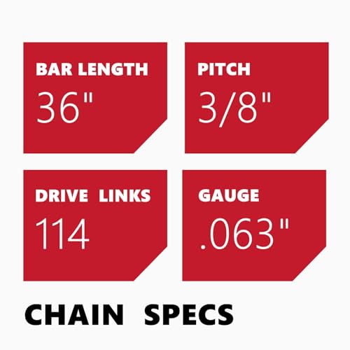 Image of KAKEI 36 Inch Chainsaw Ripping Chain 3 /8 inch Pitch .063 inch Gauge 114 Drive Links Fits Husqvarna, Stihl Models (1 chain) - Semi Chisel