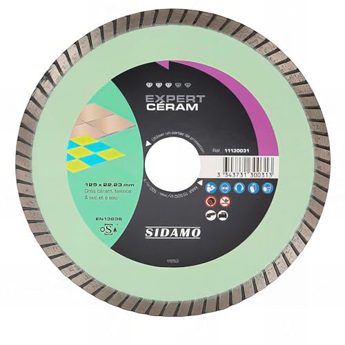 Disque diamant Sidamo EXPERT CÉRAM D. 125 x 22,23 x H 7 mm Grès céram/faïence