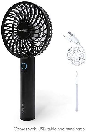Battery Operated Fan, GeekAire Mini Portable Handheld Rechargeable Cordless Fan, Rechargeable Battery or USB Powered, 5 Speeds, Portable Design for Outdoor, Travel, Office - Black & 4 inch